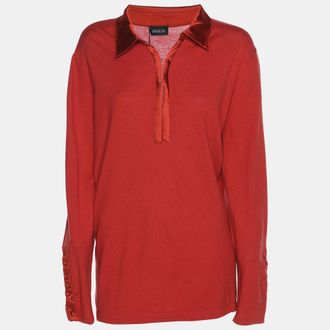 Basler Red Stretch Knit Long Sleeve Sweater