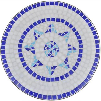 Berkfield Home Sturdy Bistro Table Blue & White 60 cm Mosaic
