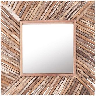 Beliani Specchio da parete ø 60 cm legno chiaro KANAB