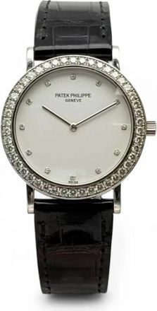 Patek Philippe Pre-owned Patek Philippe Calatrava Diamond White Dial Ladies Watch 5006G