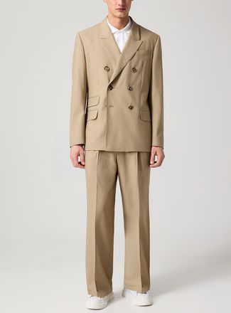 Ami Mens Pure wool pleated wide-leg pant