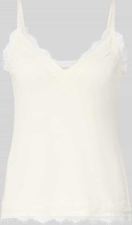 Jake*s Spitzentop mit V-Ausschnitt in Offwhite, Gr&ouml;&szlig;e XXL