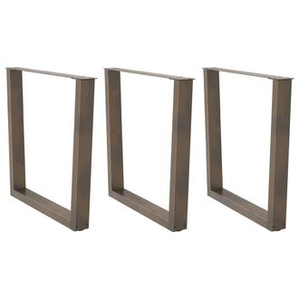 Berkfield Home Dining Table Legs V-Shape 3 pcs Natural Steel 90x(72-73.3) cm Steel in Brown