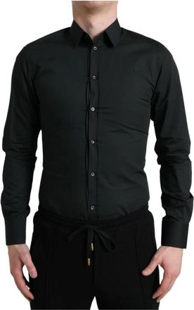 Dolce & Gabbana Klassieke Fit Overhemd met Lange Mouwen - Heren - Casual Overhemden - Zwart - XS - Katoen - Overhemden
