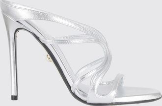 Alev&igrave; Sandali mules in pelle laminata con tacco alto a stiletto