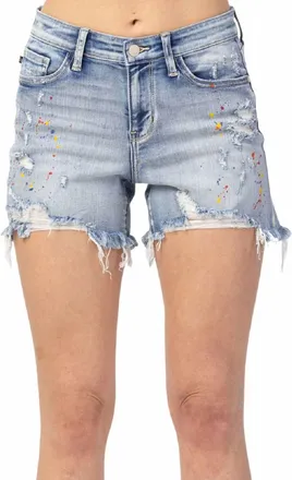 Judy Blue Color Splash Shorts In Light Wash