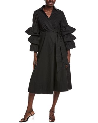 Gracia Layered Sleeve Wrap Midi Dress