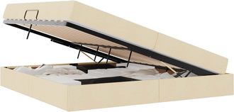 vidaXL Cama Con Almacenamiento Y Colch&oacute;n Crema 200 X 200 Cm Poli&eacute;ster Vidaxl