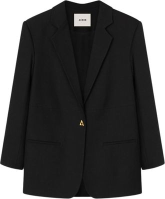 &Aacute;eron Ecovero Viscose Blend Blazer met Hoge Split - Dames - Blazers - Zwart - S - Leer - Jassen