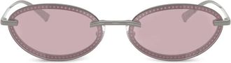 Jimmy Choo Eyewear oval-frame sunglasses - women - Metal - 59 - Silver
