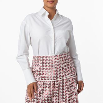 Bally Oversized White Button-Down Shirt, Brand Size 40 ( US Size 4 )