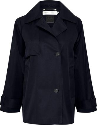 Inwear Marineblauwe Jas met Unieke Twist - Dames - Mantel - Blauw - XL - Katoen - Jassen