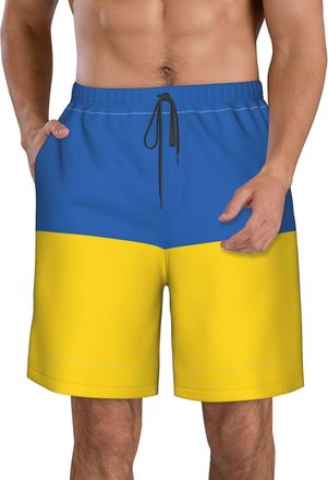Generic Flag of Ukraine Mens Swim Trunks Adjustable Board Shorts with Mesh Lining Beach Pants L