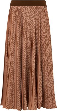 Herno Lange geplooide rok - Dames - Midirokken - Bruin - L - Polyester - Rokken