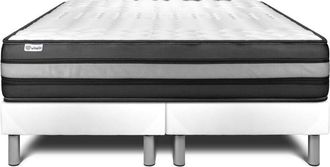 VITALIT Vitalit - Base Tapizada Blanco + Colch&oacute;n Con Espuma Viscoel&aacute;stica 2x90x200