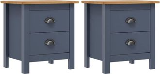 vidaXL Vidaxl - Mesitas De Noche Hill 2 Uds Madera De Pino Gris 46x35x49,5 Cm