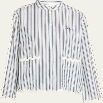 Sea New York Richa Stripe Long-Sleeve Cotton Top