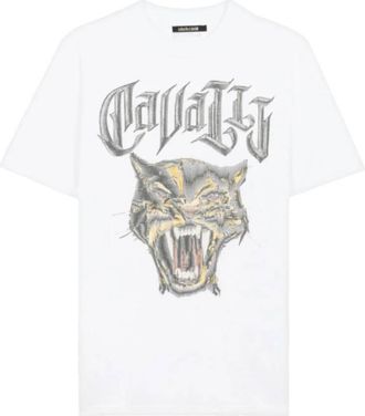 Roberto Cavalli Jaguar Print Cotton T-Shirt, Size X-Large