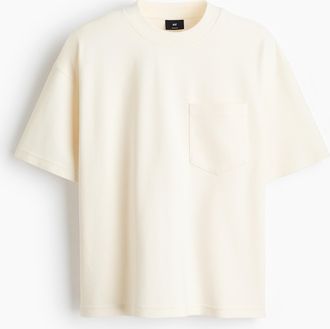 H&M T-Shirt in Oversized Fit - Cremefarben