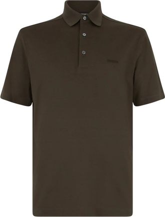 Ermenegildo Zegna Short-Sleeve Cotton Polo - Heren - Polos - Bruin - XL - Katoen - Tops