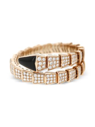Bulgari 2010s Serpenti Viper pink-gold, diamond and onyx bracelet
