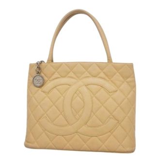 Chanel Pre-owned Handbags, female, Beige, Size: ONE SIZE Pre-owned Vintage Handbag
