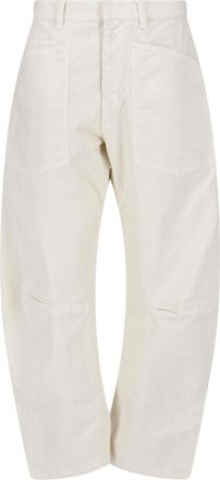 Nili Lotan Cream Shon Cotton Corduroy Rounded-Leg Pants
