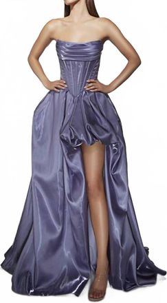 Alyce Paris Cutaway Bubble Slit Basque Waist Dress In Purple Haze