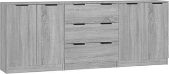 vidaXL 3 Piece Sideboards Grey Sonama Engineered Wood Vidaxl
