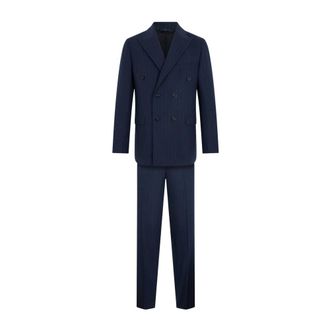 Brooks Brothers Traje de Doble Botonadura con Raya Diplom&aacute;tica - Suits - Hombre - Azul - 2XL