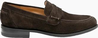 Loake Mens LOAKE 356 APRON SADDLE LOAFER DARK BROWN SUEDE - Size: 10