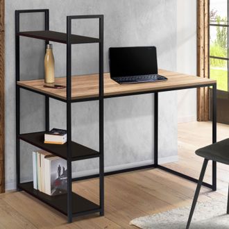 IDMarket Boston Escritorio Librer&iacute;a De Dise&ntilde;o Industrial En Madera Y Negro