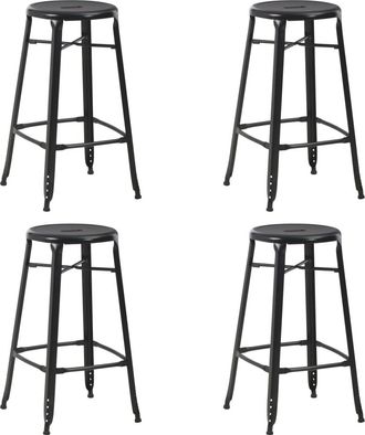 vidaXL Vidaxl - Taburetes De Cocina 4 Unidades Acero Negro