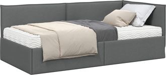 vidaXL Estructura De Cama Esquina Con Colch&oacute;n 2 Uds. Gris Oscuro Vidaxl
