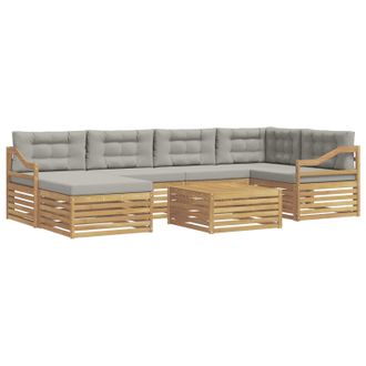 vidaXL Set Di Divani Da Esterno 7 Pz Bianco E Grigio Chiaro Vidaxl