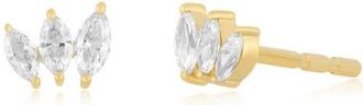 EF Collection 14k Gold Diamond Marquise Mini Fan Stud Earrings in 14K Yellow Gold at Nordstrom