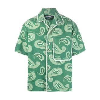 Jacquemus Artichaut Paisley-print Frayed-edge Shirt - male - Jacquemus - Short Sleeve Shirts - Green - XS - Shirts