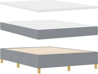 vidaXL Cama Tipo Box Spring Con Colch&oacute;n Gris Claro 140 X 200 Cm Tela Vidaxl