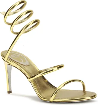 Rene Caovilla Womens Metallic Cleo Sandals Leather Dark Gold Calf Bos Taurus