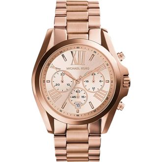 Michael Kors Accessoires, Dames, Roze, ONE Size, Bradshaw Ros&eacute;gouden Armbandhorloge