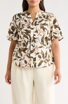 Anne Klein Flutter Sleeve Top in White Dove Multi at Nordstrom, Size 2X