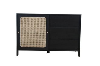 Concept Usine Aparador de madera negra y mimbre