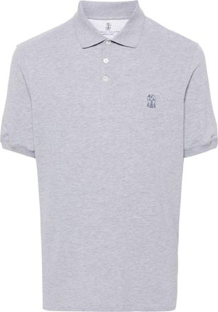 Brunello Cucinelli logo-print cotton polo shirt - men - Cotton - L - Grey
