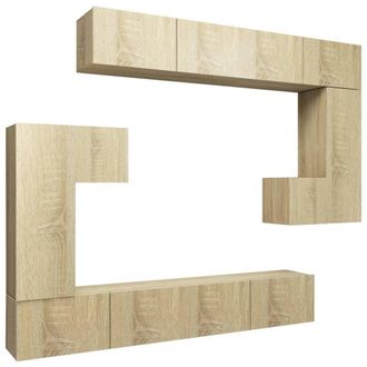 Berkfield Home 8 Piece TV Cabinet Set Sonoma Oak Engineered Wood in Light Tan