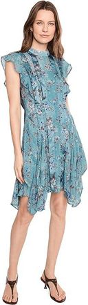 AllSaints Fleur Dress Womens Dress Vine Lake Blue : UK 16 (US Womens 12), Polyester
