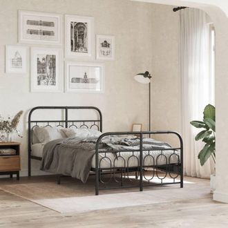 Berkfield Home Metal Bed Frame without Mattress with Footboard Black 120x190cm | Size: 120x190 cm