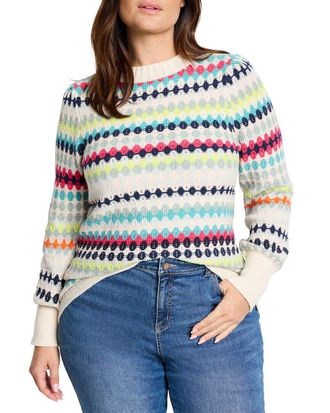 Nic+Zoe Nic+Zoe Plus Pattern Waffle Stitch Sweater