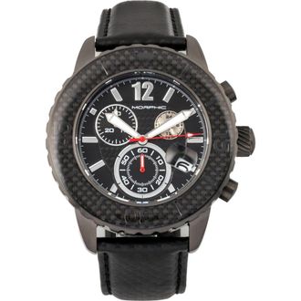Morphic M51 Series Chronograph Leather-Band Watch w/Date in Gunmetal/grey at Nordstrom