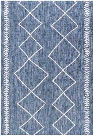 Jonathan Y Designs Derya Diamond Trellis Indoor/Outdoor Area Rug in Blue/ivory at Nordstrom, Size 4Ft 0In X 6Ft 0In
