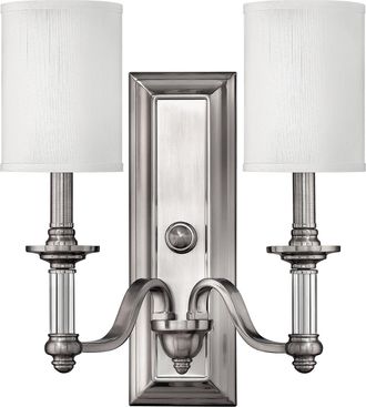 Netlighting Sussex 2 Light Indoor Wall Light Brushed Nickel E14
